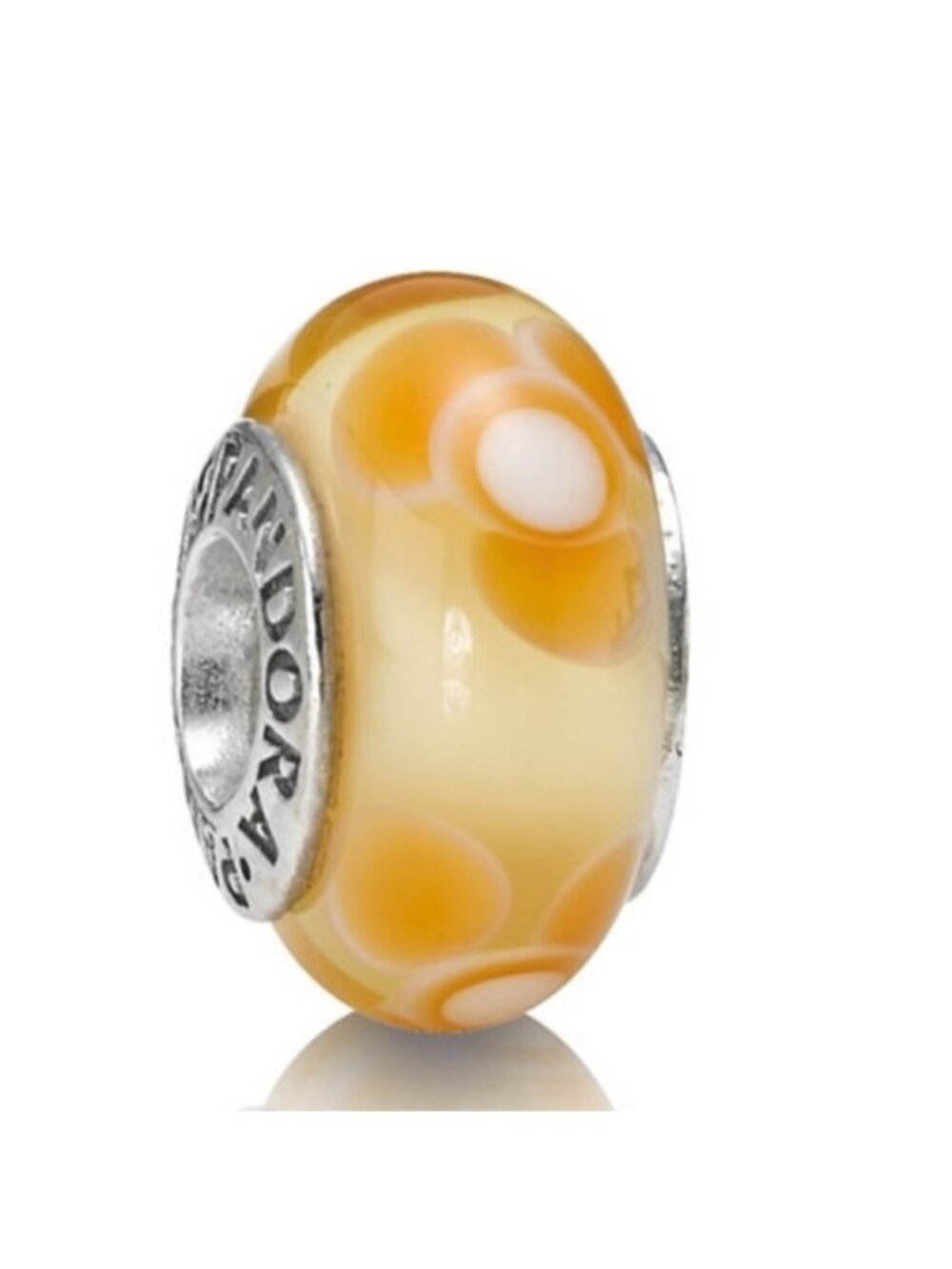 Pandora Retired Pale Orange Flowers for You Murano Glass Bead - 790645